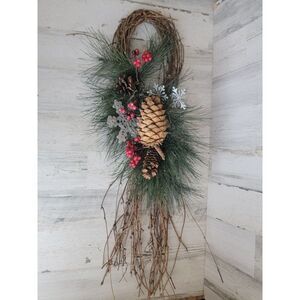 Enchanted Forest hanging unique wreath Pinecone pine tree froth home decor